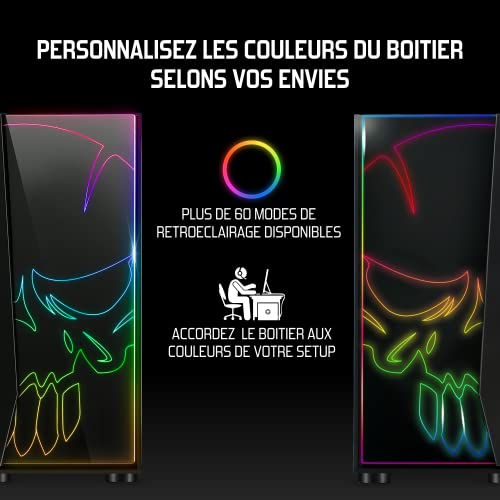 Boîtier PC Gamer SPIRIT OF GAMER Ghost One - RGB, Verre Trempé, 2 Ventilos Inclus - Compatible ATX