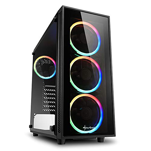 Boîtier PC Sharkoon REV ATX Semi-tour - Noir, Verre Trempé, 7 Ventilateurs Inclus, Bon Airflow Pour Gaming